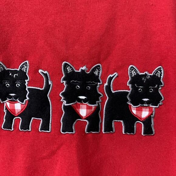 VTG Bon Worth Scottie Dog Scottish Terrier Red Sweat Shirt Embroidered Novelty - Picture 2 of 5